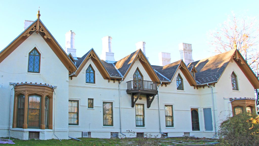 Auchmar House north side showing classic Gothic Revival architectural attributes.
