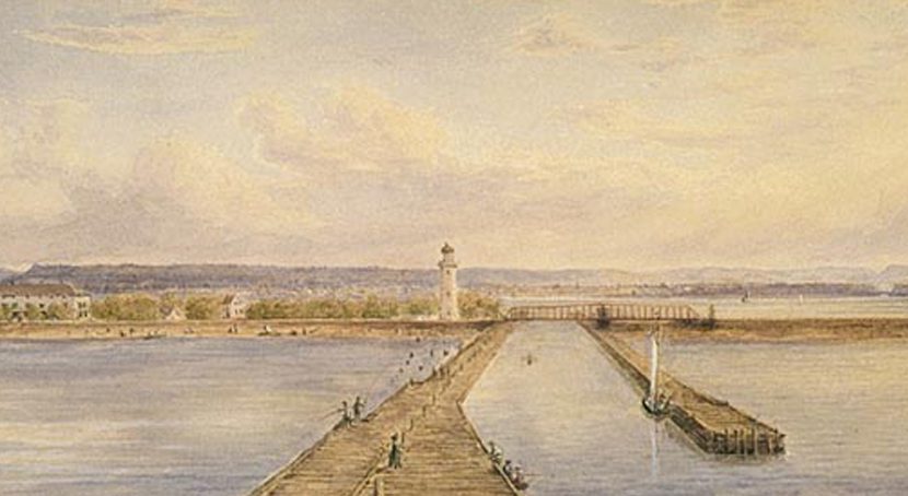 Entrance to Burlington Bay by J.H. Caddy watercolour over graphite on wove paper.