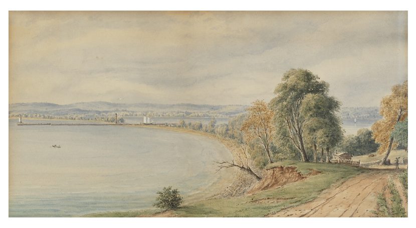 Canal from Burlington, J.H. Caddy, watercolour over graphite on wove paper.
