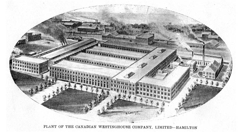 Aerial drawing of the Westinghouse factory complex.