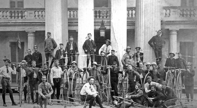 Penny-farthing Cycling Team of Hamilton at Dundurn Castle.
