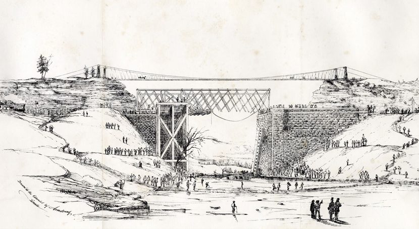 Sketch of the Desjardins Canal Train Disaster scene by William Armstrong 1857.