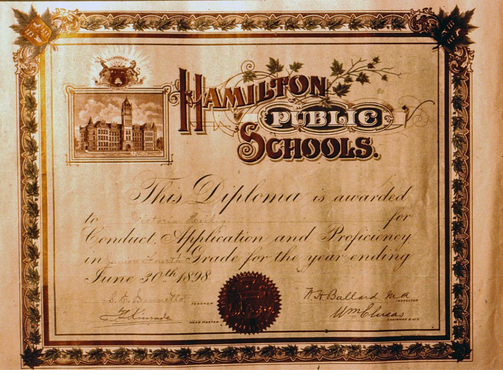 Generic diploma for Hamilton Public Schools.