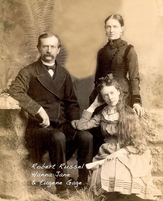 Portrait of three Gage family members.
