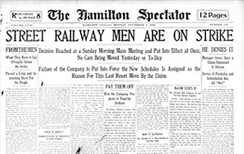 Street Railway Men are on Strike headline The Hamilton Spectator 1906.