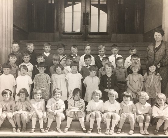 Memorial school primary class of thirty eight students and teacher 1927.