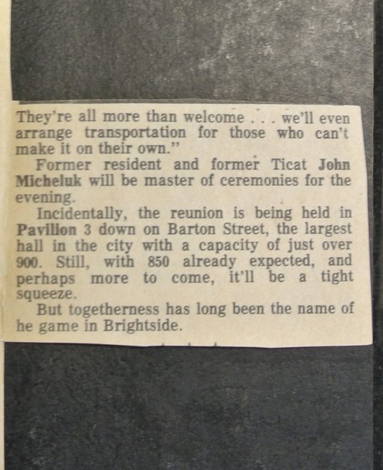 Brightside Reunion news clipping.