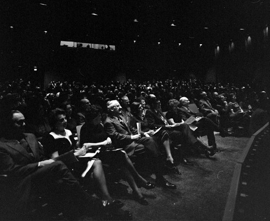 Sir John A. Macdonald Secondary School Opening Ceremonies with packed auditorium 1970.