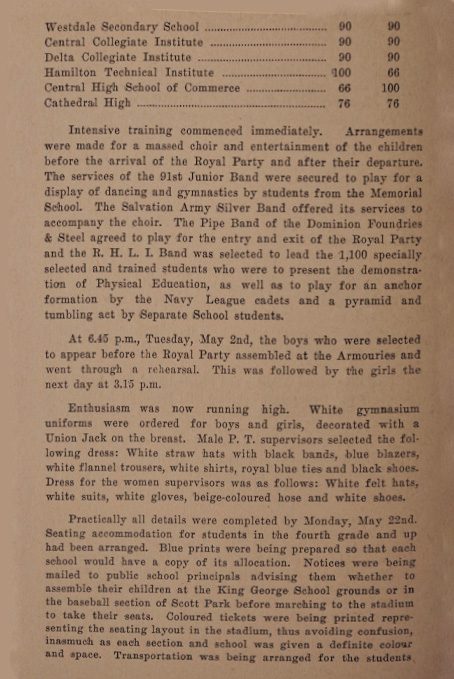 Royal visit report page from board minute book page four.
