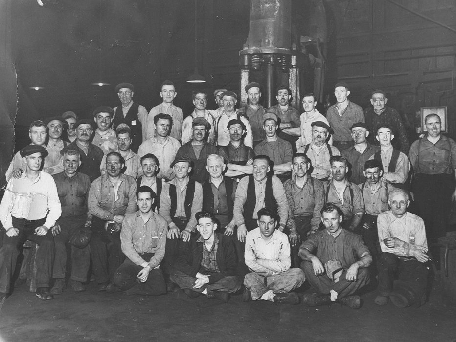Thirty nine Brightside men inside Stelco's Blacksmith Shop1949 .