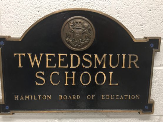Tweedsmuir School Plaque.