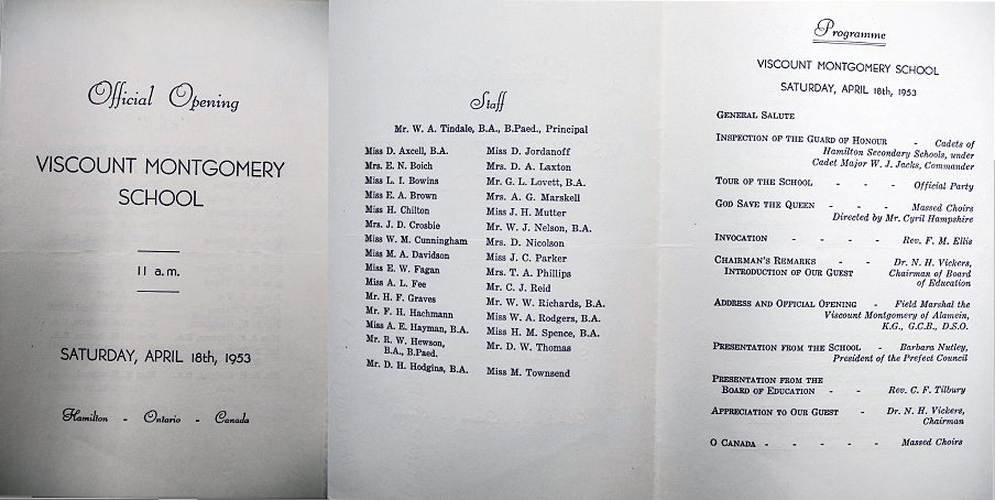 Viscount Montgomery Official Opening Pamphlet 1953.
