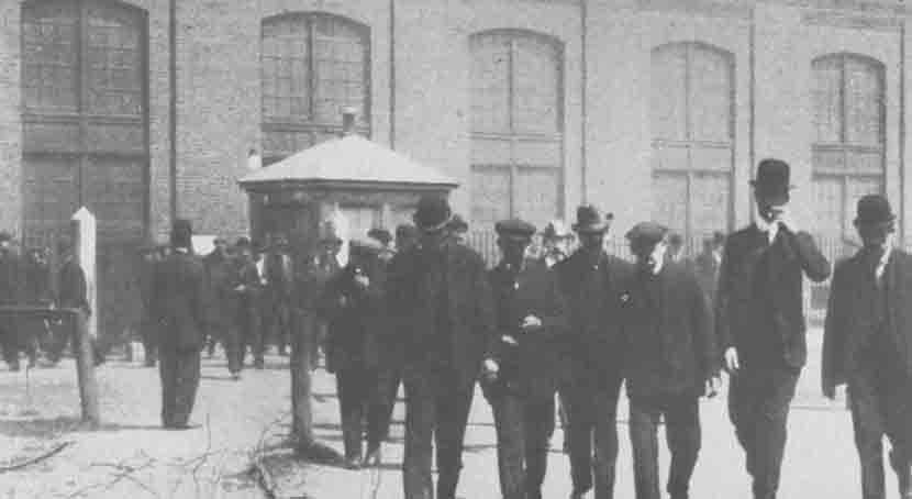 Westinghouse exterior and male employees.