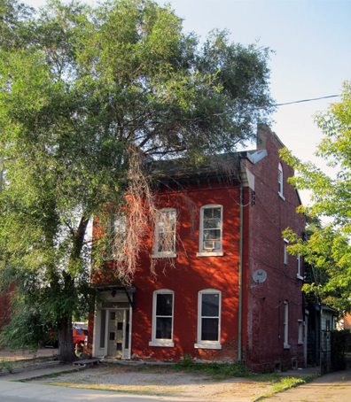 Two story detached brick building at 58 Vine St. Hamilton.