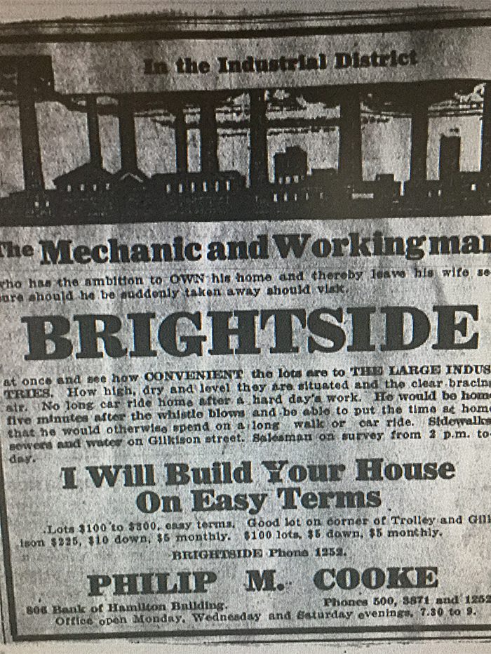 Advertisement extolling the benefits of building a family home in the heart of the industrial district 1911 .
