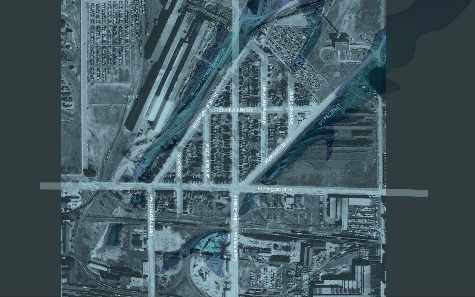 Ariel map of Brightside Neighbourhood in 1954