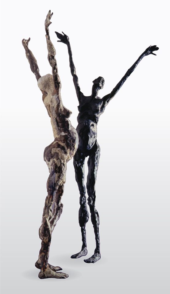 Expressive figurative bronze sculptures of pregnant women with a palpable sense of majesty and dignity.