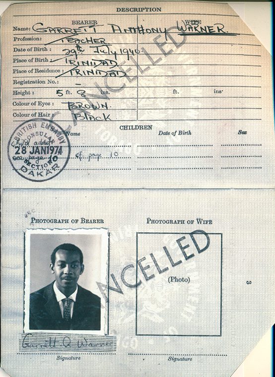 Passport with a photo of a young man.