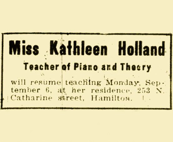 A business card for Teacher of Piano and Theory.