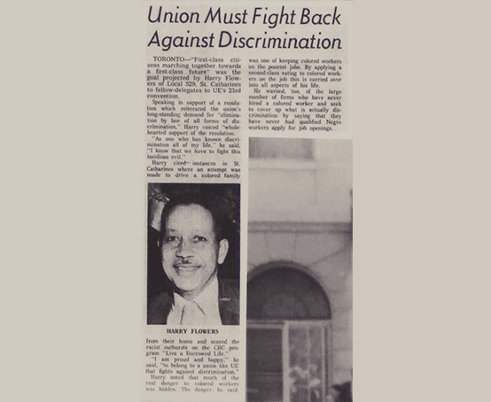 Newspaper clipping about 'Union Must Fight Back Against Discrimination'.