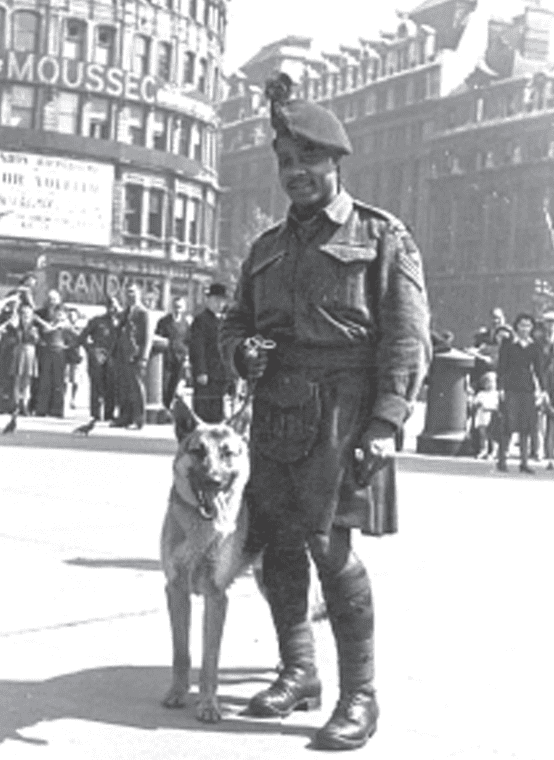 A soldier and his German Sheperd dog