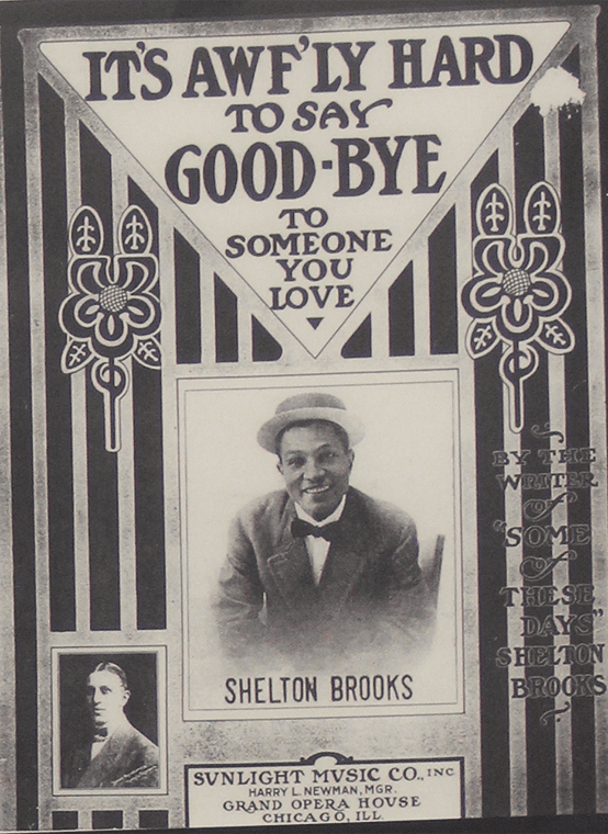 Sheet music cover for “It’s Awf’ly Hard to Say good-Bye to Someone You Love” by Shelton Brooks.