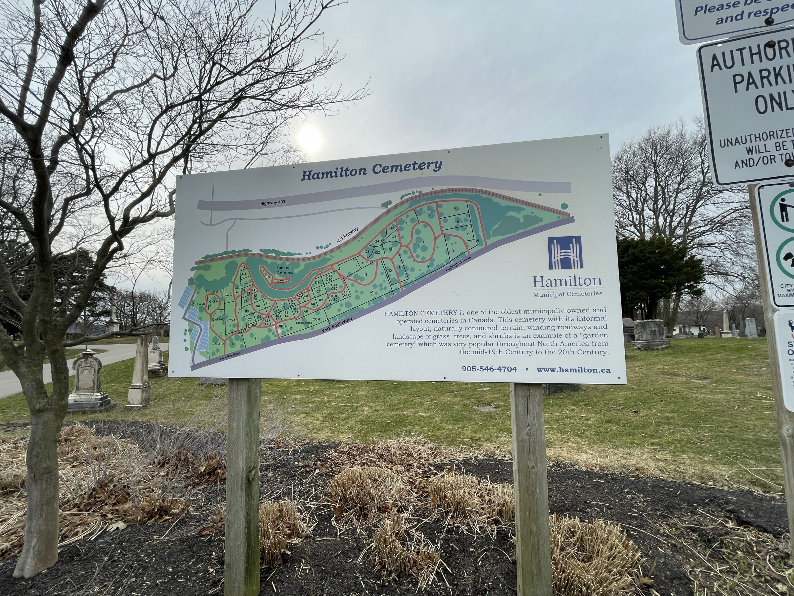 A photo of a map of Hamilton Cemetery