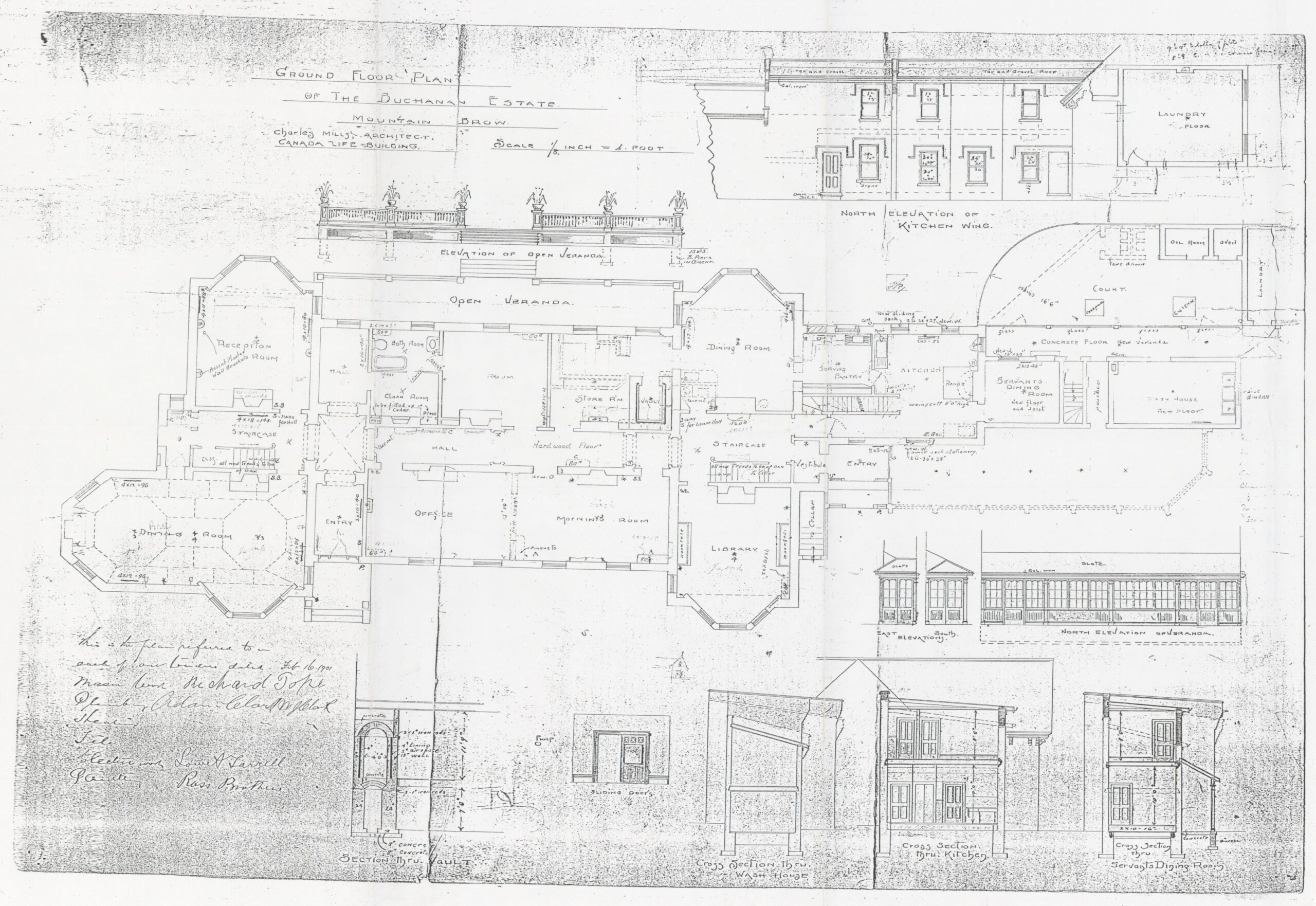 The floor plan of Auchmar circa 1901.