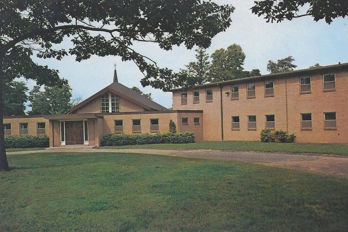 Exterior of the 1960s chapel and dormitory wing at Auchmar