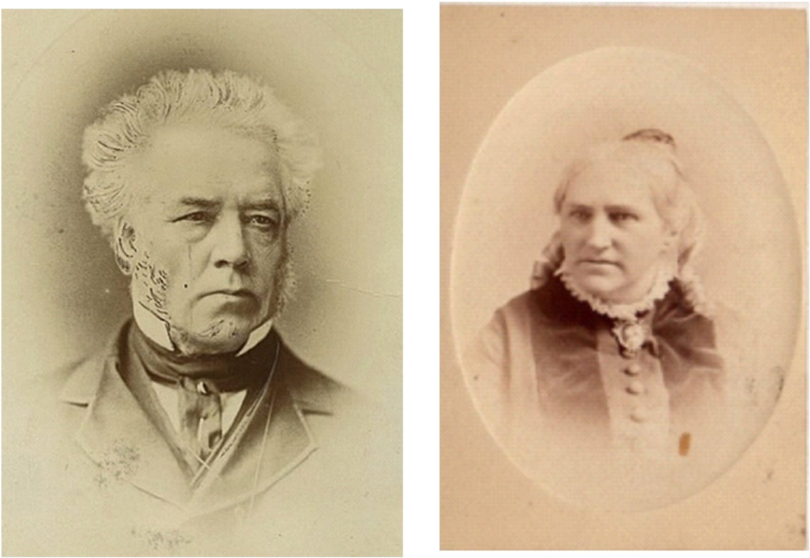Two sepia portrait photographs: Isaac Buchanan and Agnes Buchanan